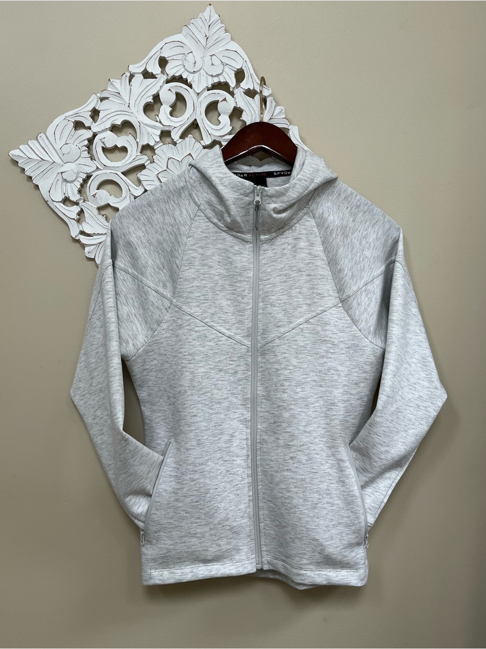 NWOT Spyder Light Gray Full-Zip Hoodie